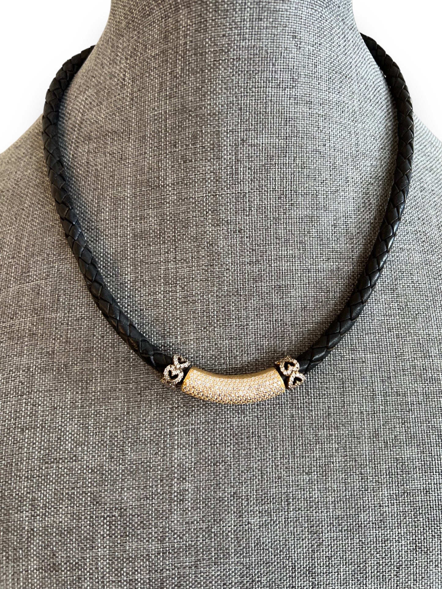 Leather & Gold Necklace